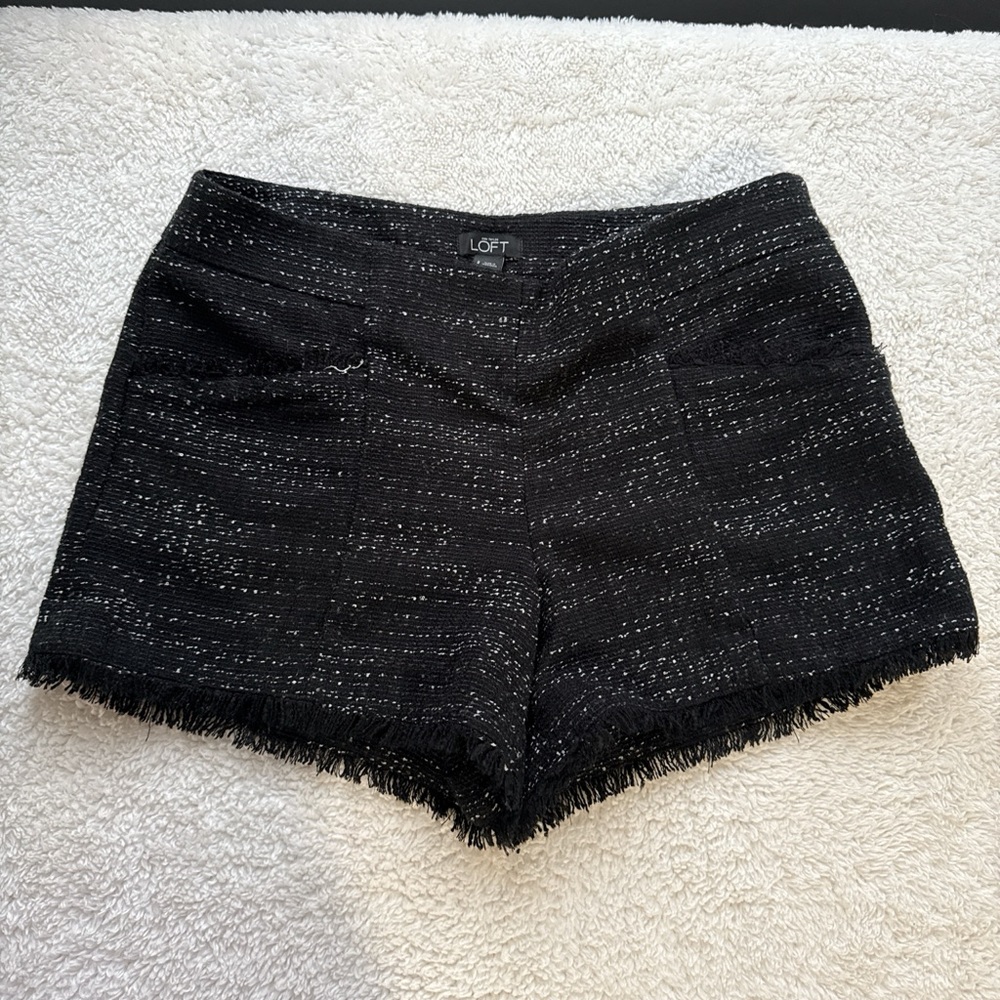 LOFT Textured Black Women's High Waist Shorts